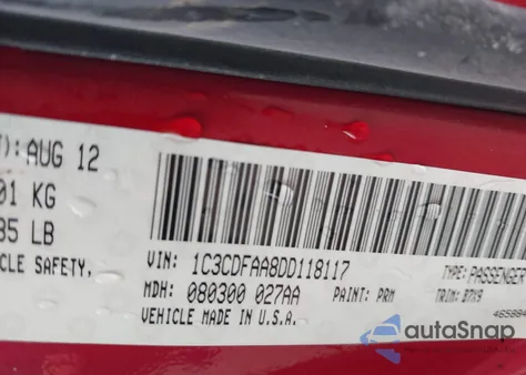 2013 Dodge Dart Se from USA, damaged, VIN 1C3CDFAA8DD118117